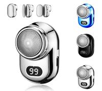 Fast Charging Digital Display Mini Shaver - 2024 Upgrade Electric Razor For Men Mini Electric Shaver With Mirror,Mini Electric Shavers For Men,USB Rechargeable Waterproof (Silver)