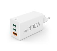 Fast Charging, GaN, 2 USB-C PD, 1 USB-A QC, Mini Charger, 100 W, White