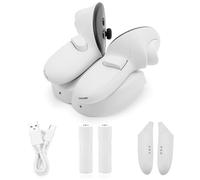 Fast Charging Station 20W Fast Charging with LED Indicator Controller Charging Station Stand with 2 Rechargeable Batteries Dual Controller for Oculus/Meta 3 for 3