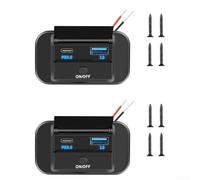 Fast Charging USB Outlet with For QC3 0 and For PD3 0 Ports for 12V Marine and Vehicle Power Systems, Features ON/OFF Switch for Energy Management, Supports USB A and USB C Devices (2pcs)