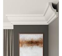 FAST DECOR Decorative Coving for Ceilings, Premium Extruded Polystyrene Cornice Coving, Lightweight Ceiling Moulding Trim, Flexible and Durable Ceiling Cornice Trim (CS11, Internal Corner 20cm)