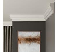 FAST DECOR Decorative Coving for Ceilings, Premium Extruded Polystyrene Cornice Coving, Lightweight Ceiling Moulding Trim, Flexible and Durable Ceiling Cornice Trim (CS01, 16M (8 Length))