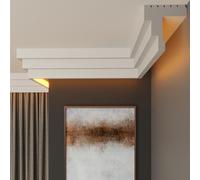 FAST DECOR LED Cornice Coving for Ceilings, Premium Extruded Polystyrene Ceiling Moulding Trim, Lightweight and Paintable Decorative Coving, Durable LED Lighting Coving (CLP20, 2M (1 Length))