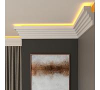 FAST DECOR LED Coving for Ceilings - White XPS Cornice Moulding, Lightweight Paintable Ceiling Trim, Decorative Cornice for Indirect LED Lighting, Easy DIY Installation (CLZ40, Internal Corner 20cm)