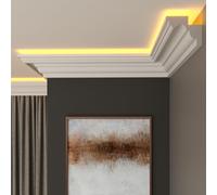 FAST DECOR LED Coving for Ceilings - White XPS Cornice Moulding, Lightweight Paintable Ceiling Trim, Decorative Cornice for Indirect LED Lighting, Easy DIY Installation (CLZ19, Sample 20cm)