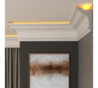 FAST DECOR LED Coving for Ceilings - White XPS Cornice Moulding, Lightweight Paintable Ceiling Trim, Decorative Cornice for Indirect LED Lighting, Easy DIY Installation (CLZ13, Sample 20cm)