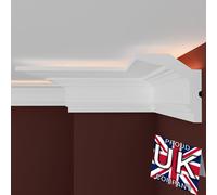 FAST DECOR LED Coving for Ceilings - White XPS Cornice Moulding, Lightweight Paintable Ceiling Trim, Decorative Cornice for Indirect LED Lighting, Easy DIY Installation (20m, WW01)