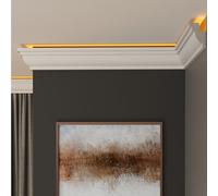 FAST DECOR LED Coving for Ceilings - White XPS Cornice Moulding, Lightweight Paintable Ceiling Trim, Decorative Cornice for Indirect LED Lighting, Easy DIY Installation (CLZ02, Internal Corner 20cm)