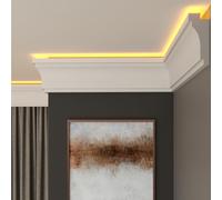 FAST DECOR LED Coving for Ceilings - White XPS Cornice Moulding, Lightweight Paintable Ceiling Trim, Decorative Cornice for Indirect LED Lighting, Easy DIY Installation (CLZ32, 26m (13 Length))