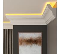 FAST DECOR LED Coving for Ceilings - White XPS Cornice Moulding, Lightweight Paintable Ceiling Trim, Decorative Cornice for Indirect LED Lighting, Easy DIY Installation (CLZ26, Sample 20cm)