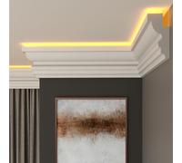 FAST DECOR LED Coving for Ceilings - White XPS Cornice Moulding, Lightweight Paintable Ceiling Trim, Decorative Cornice for Indirect LED Lighting, Easy DIY Installation (CLZ15, 6m (3 Length))