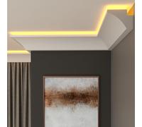 FAST DECOR LED Coving for Ceilings - White XPS Cornice Moulding, Lightweight Paintable Ceiling Trim, Decorative Cornice for Indirect LED Lighting, Easy DIY Installation (CLZ31, External Corner 20cm)