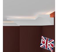 FAST DECOR LED Coving for Ceilings - White XPS Cornice Moulding, Lightweight Paintable Ceiling Trim, Decorative Cornice for Indirect LED Lighting, Easy DIY Installation (CLZ27, 10m (5 Length))