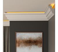 FAST DECOR LED Coving for Ceilings - White XPS Cornice Moulding, Lightweight Paintable Ceiling Trim, Decorative Cornice for Indirect LED Lighting, Easy DIY Installation (CLZ03, Internal Corner 20cm)