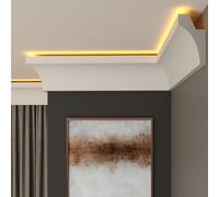 FAST DECOR LED Coving for Ceilings - White XPS Cornice Moulding, Lightweight Paintable Ceiling Trim, Decorative Cornice for Indirect LED Lighting, Easy DIY Installation (CLZ25, External Corner 20cm)