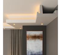 FAST DECOR Premium XPS LED Coving for Ceilings, Lightweight Decorative Cornice Moulding Trim, Paintable Finish, Easy DIY Installation, Cornice Coving, Ceiling Coving (CLS01, 6m (3 Length))