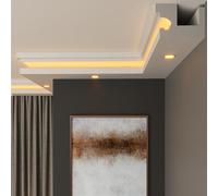 FAST DECOR Premium XPS LED Coving for Ceilings, Lightweight Decorative Cornice Moulding Trim, Paintable Finish, Easy DIY Installation, Cornice Coving, Ceiling Coving (CLS11, 6m (3 Length))