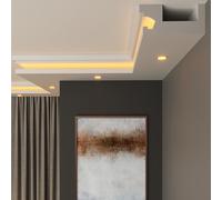 FAST DECOR Premium XPS LED Coving for Ceilings, Lightweight Decorative Cornice Moulding Trim, Paintable Finish, Easy DIY Installation, Cornice Coving, Ceiling Coving (CLS12, 6m (3 Length))