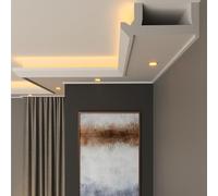 FAST DECOR Premium XPS LED Coving for Ceilings, Lightweight Decorative Cornice Moulding Trim, Paintable Finish, Easy DIY Installation, Cornice Coving, Ceiling Coving (CLS07, 6m (3 Length))