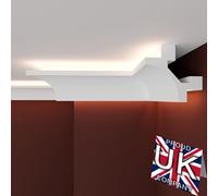 FAST DECOR XPS Ceiling Cornice Coving - Extruded Polystyrene Moulding Trim, Lightweight Decorative Coving for Ceilings, LED Coving, LED Cornice, LED Lighting Coving (CLL16, 2M (1 Length))