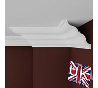 FAST DECOR XPS Ceiling Cornice Coving, Premium XPS Moulding Trim, Lightweight and Paintable Decorative Coving for Ceilings, Durable Cornice for Modern Home Décor (CM25, 16 Meters (8 Length))