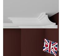 FAST DECOR XPS Ceiling Cornice Coving, Premium XPS Moulding Trim, Lightweight and Paintable Decorative Coving for Ceilings, Durable Cornice for Modern Home Décor (CM03, 16 Meters (8 Length))