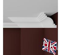 FAST DECOR XPS Ceiling Cornice Coving, Premium XPS Moulding Trim, Lightweight and Paintable Decorative Coving for Ceilings, Durable Cornice for Modern Home Décor (CM05, 16 Meters (8 Length))