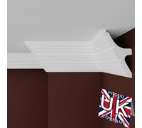 FAST DECOR XPS Ceiling Cornice Coving, Premium XPS Moulding Trim, Lightweight and Paintable Decorative Coving for Ceilings, Durable Cornice for Modern Home Décor (CM19, 16 Meters (8 Length))