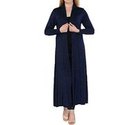 Fast Fashion Women's Long Sleeve Boyfriend Cardigan Plain Maxi Long Open - blue - 8