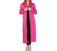 Fast Fashion Women's Long Sleeve Boyfriend Cardigan Plain Maxi Long Open - pink - 8
