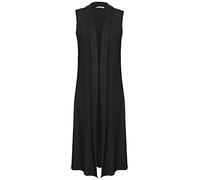 Fast Fashion women's sleeveless maxi cardigan in plain colour, flared with open front - Black - UK 10