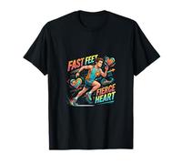 Fast Feet Fierce Heart Running Motivation Design T-Shirt