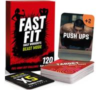 Fast Fit Beast Mode Workout Cards - 120 Tear Resistant HIIT Fitness Deck; Full Body Training Exercises for Strength, Cardio, and Endurance; No Equipment Needed; Portable Fitness Gift Game for Athletes