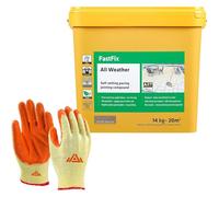 Fast Fix All Weather-Ready to Use, Self-Setting Paving Jointing Compound for Any Weather, Suitable for Stones Setts, Paving Block and Footpaths 14kg - 20 sq.m with Free Gloves (Deep Grey)