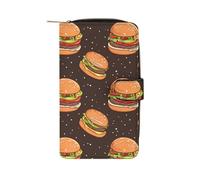 Fast Food Burgers Long Zippered Pouch Slim Clutch Organizer Purse Money and Credit Card Holder for Men Women