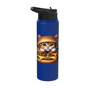 Fast Food Cat Burger Lover Cute Cats Cheeseburger Stainless Steel Insulated Water Bottle