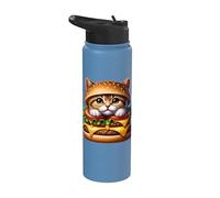 Fast Food Cat Burger Lover Cute Cats Cheeseburger Stainless Steel Insulated Water Bottle