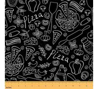 Fast Food Cooking Waterproof Fabric by The Yard Vegetable Fruit Cheese Pizza Home DIY Fabric by The Yard Delicious Food Theme Upholstery Fabric for Arts Craft Quilting Sewing,5 Yard