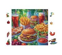 Fast Food Feast 100-piece Jigsaw Puzzle Bundle Family Puzzle Lovers Brain Training Mindful Activity Spring Recycled Cardboard 28x28cm