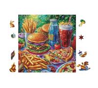 Fast Food Feast 100-piece Jigsaw Puzzle Bundle Family Puzzle Lovers Brain Training Mindful Activity Spring Creativity & Gift Giving 28x28cm