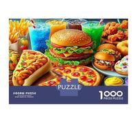 Fast Food Feast 1000 Pcs Recycled Cardboard Jigsaw Puzzle Feast Vibrant Art Anxiety Reducer for Adults Wall Decoration Gift for Colleagues 70x50cm/1000pcs