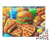 Fast Food Feast 1000 Piece Jigsaw Puzzle Paper Adult Suitable Drinks Fun Puzzle Game for Family Relaxation Gift 70x50cm/1000pcs