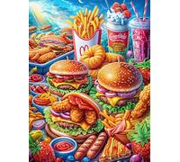 Fast Food Feast in Magical Forest 1000 Pcs Jigsaw Puzzle Bundle Accompany Fairy Tale Cute Family Puzzle Lovers Fun Family Game Mindful Activity Spring Gift Precision Cut Cardboard 1000 PCS