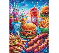 Fast Food Feast in Magical Forest 1000 Pieces Jigsaw Puzzle Fairy Tale Scenery Cartoon For Men Educational Decompression Adults Anxiety Memory Care Mothers Valentines Premium 1000 PCS