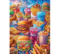 Fast Food Feast in Magical Forest 300 Piece Pack Classic Jigsaw Puzzle Accompany Fairy Tale Animal Couple Puzzle Partners Ultra Difficult Wall Decor Easter New Year Creativity & Gift Giving 300 PCS