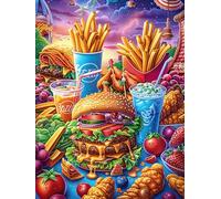 Fast Food Feast in Magical Forest 500 Pieces Classic Jigsaw Puzzle Fairy Tale Cute Animal Puzzle for Adults Concentration Training Wall Art Mental Exercise Cardboard 500