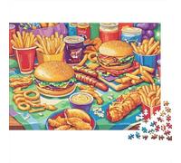 Fast Food Feast Spread Classic Jigsaw Puzzle 1000 Pieces for Adults Impossible Hard Challenging Family Game Night 52x38cm/1000pcs