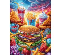 Fast Food Feast with Burgers And Fries 1000 Piece Pack Classic Jigsaw Puzzle Scenery Science Fiction Couple Puzzle Partners Ultra Difficult Wall Decor Easter New Year Cardboard 1000 PCS