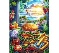 Fast Food Feast with Burgers And Fries 500 Piece Jigsaw Puzzle Pack Scenery Science Fiction Teens Beginners Cognitive Development Puzzle Fans Group Play Anniversary Recycled Cardboard 500 PCS