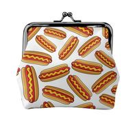 Fast Food Hot Dog, PU Leather Coin Purse, Small Wallets, Change Pouch with Kiss Lock Clasp Buckle, Change Purse
